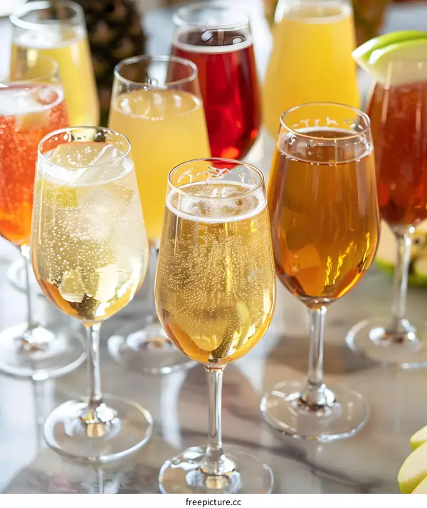 Sparkling Wine Glasses on Marble Table