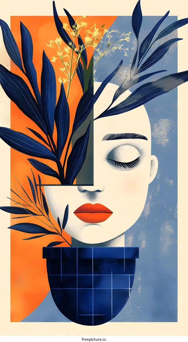 Abstract Art Of Woman With Plants