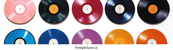Colorful Vinyl Records Display