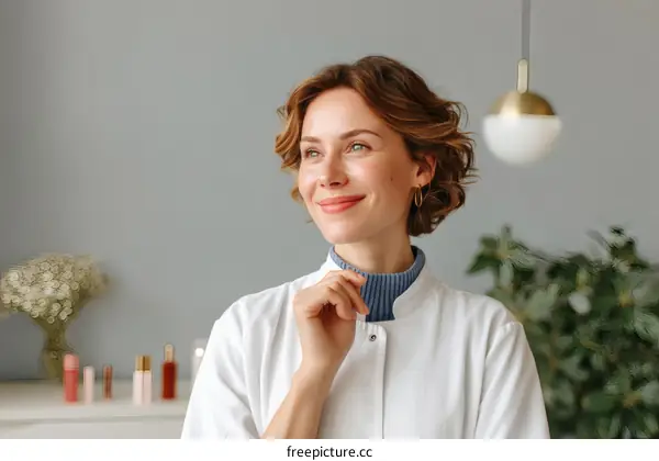 Confident Woman in a White Coat