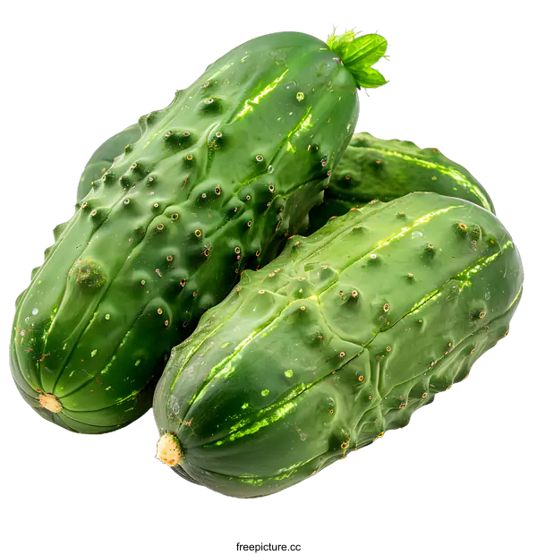 [Transparent Background PNG]Three Green Cucumbers on White Background