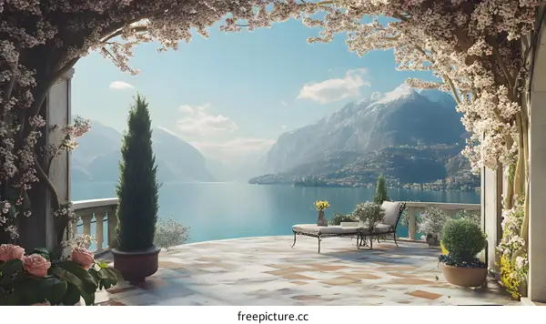 Balcony With View Of Mountains And Lake