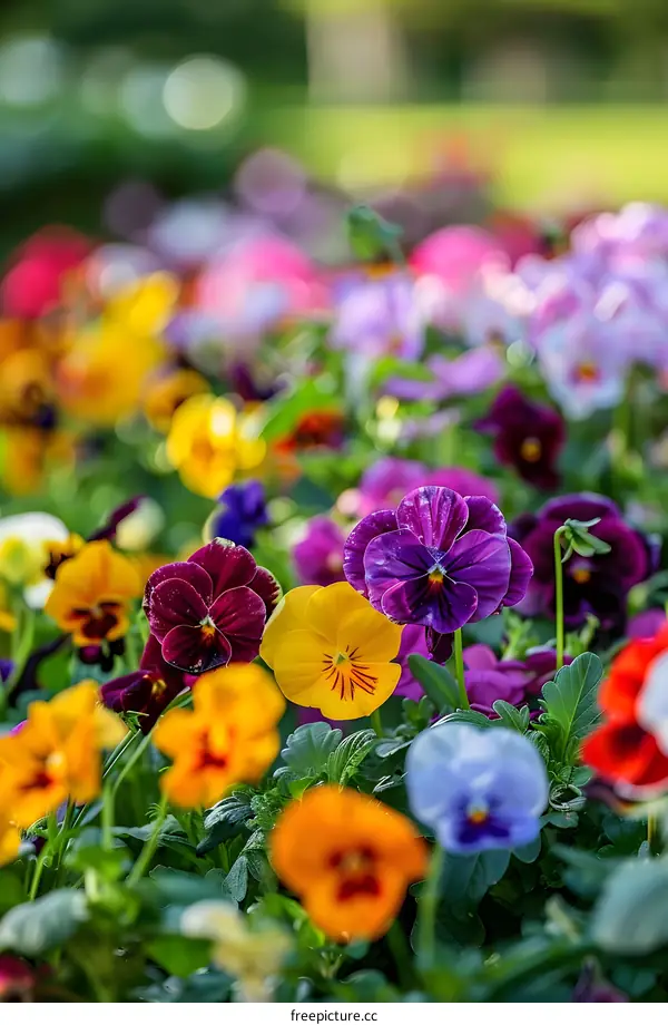 Colorful Pansy Flowers Blooming In The Garden