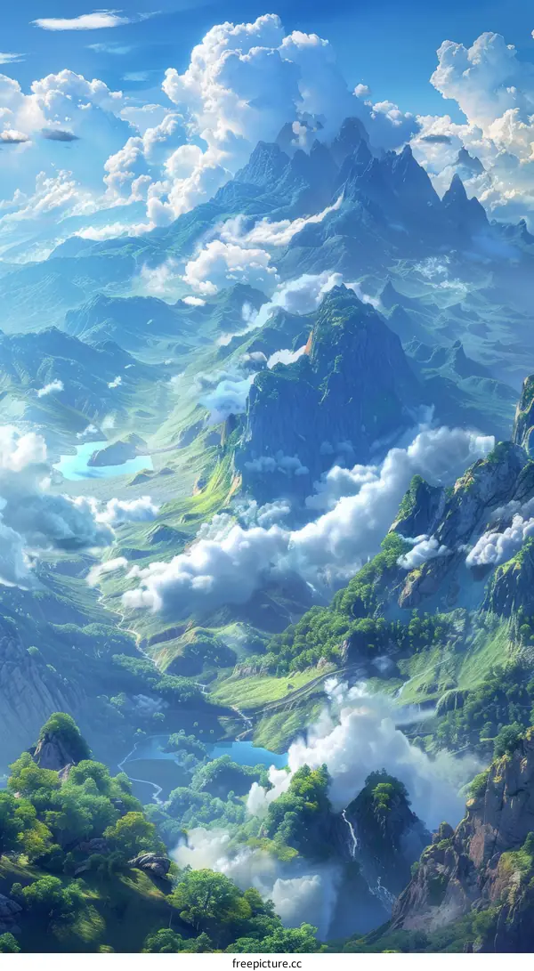 A Majestic Mountain Landscape Illustration