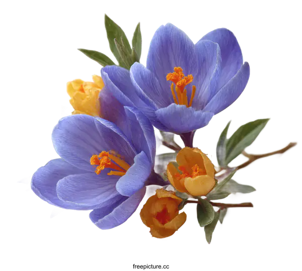 [Transparent Background PNG]Beautiful Spring Crocus Bouquet Close-up