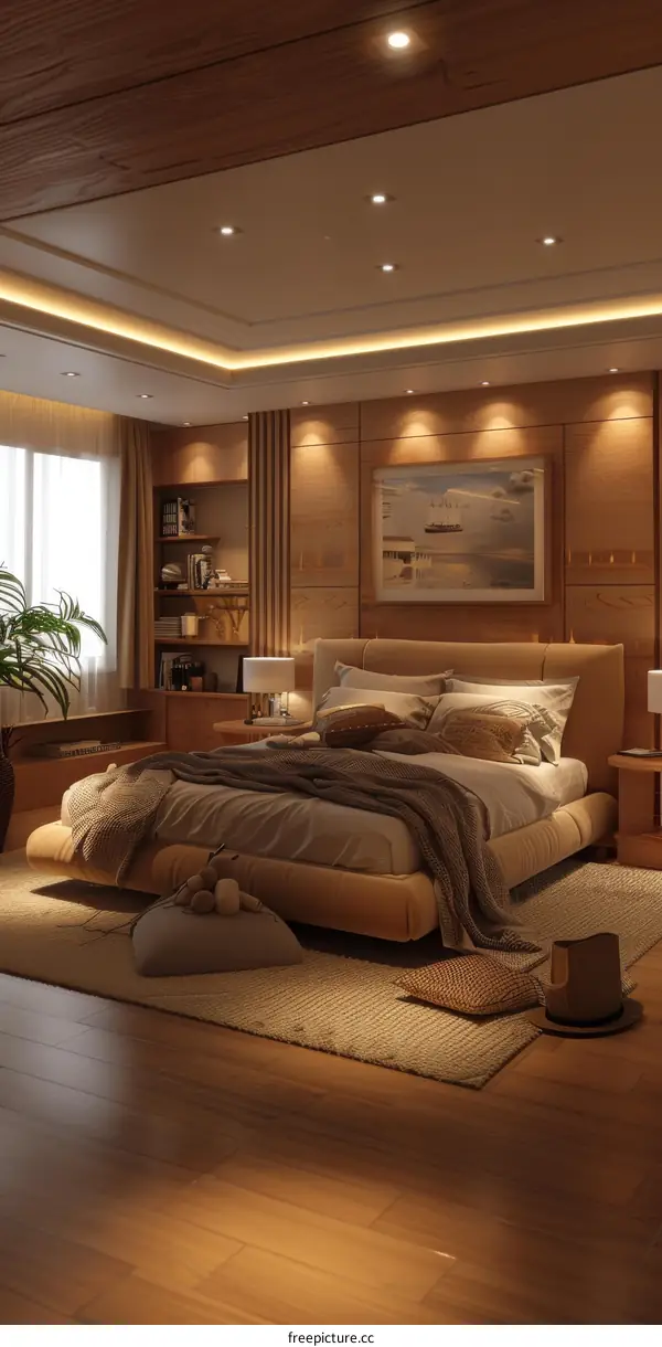 Modern Minimalist Bedroom with Wooden Floor and Natural Light