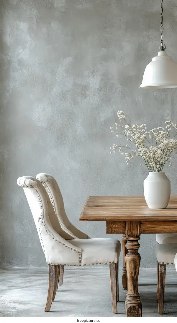 Rustic Dining Room with Cream Chairs