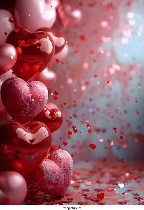 Red heart balloons