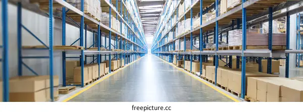 Large Industrial Warehouse Filled with Cardboard Boxes