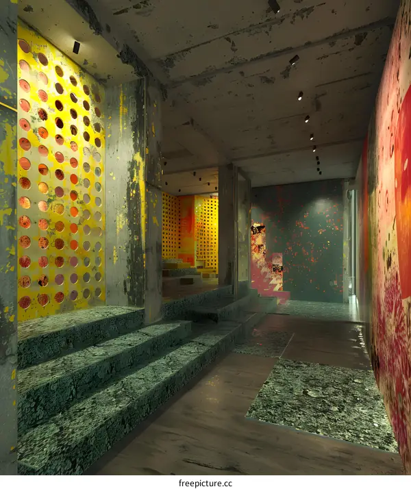 Abstract Art Installation in Abandoned Building