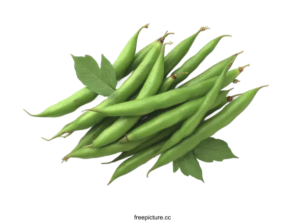 [Transparent Background PNG]Fresh Green Beans with Leaves