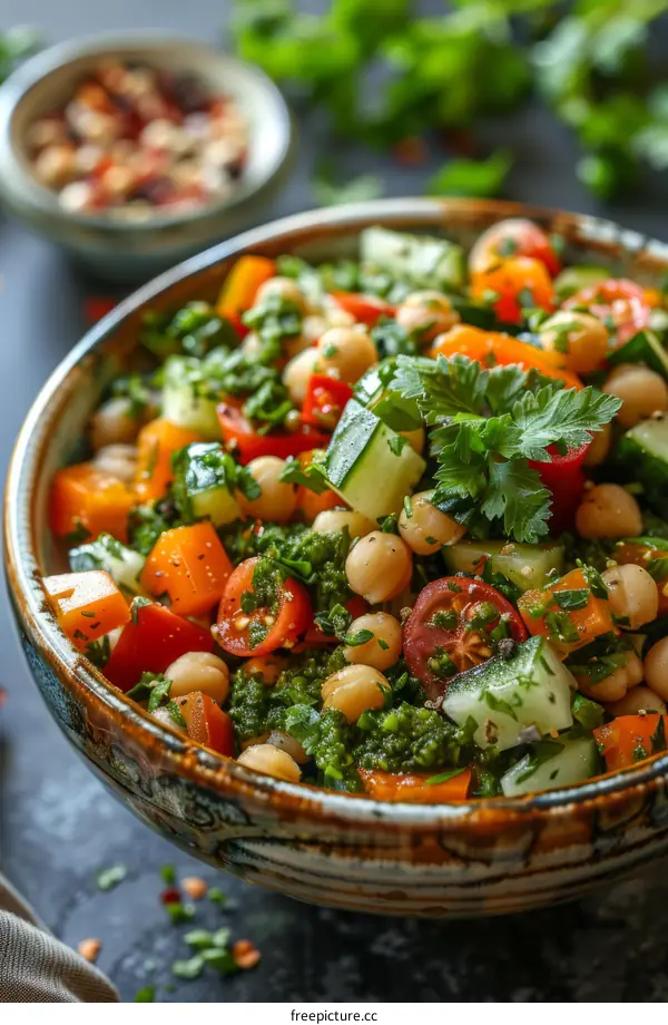 Savory & Crisp Chickpea Salad Cucumber Carrot Tomato
