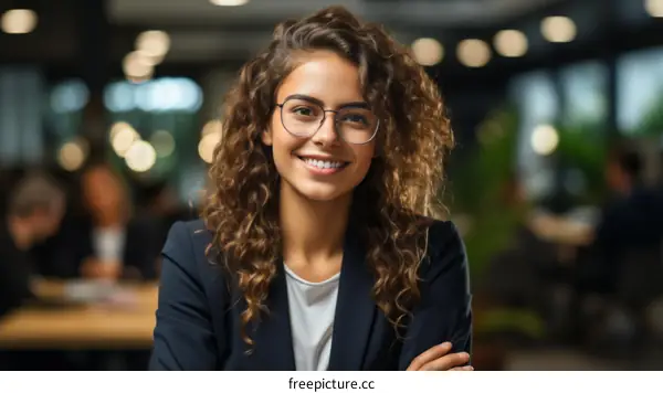 Portrait of a young businesswoman smiling in an office environment