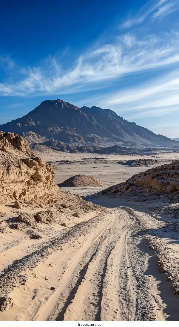 Desert Mountain Landscape with Dusty Road