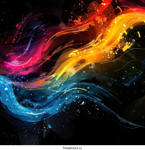 Abstract Colorful Wavy Paint Strokes