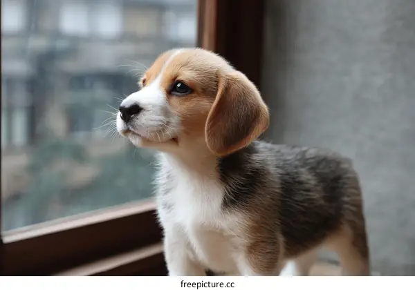 Adorable Beagle Puppy by the Window