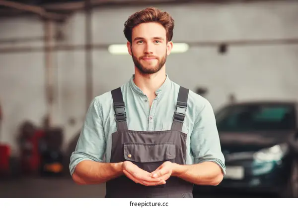 Friendly Mechanic in Garage Setting