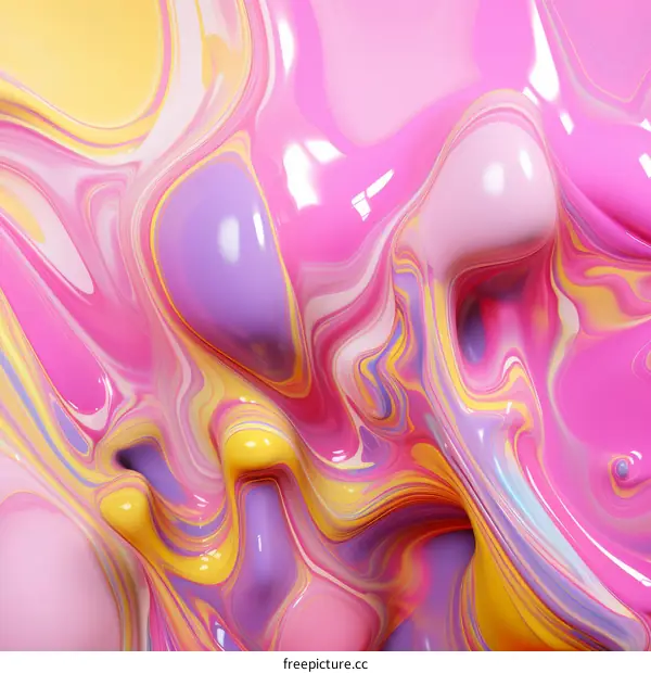Colorful abstract painting with pink, yellow and purple colors