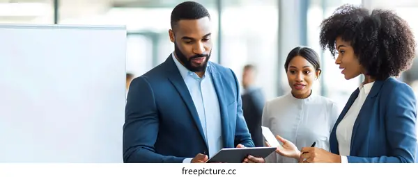 African American Businesspeople Discussing Ideas With a Tablet