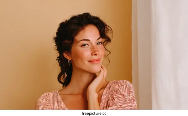 Portrait of a Beautiful Woman with a Charming Smile