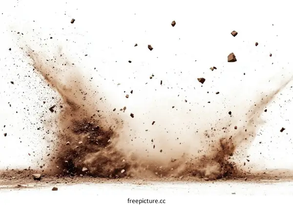 Powerful Explosion of Brown Dirt and Rocks