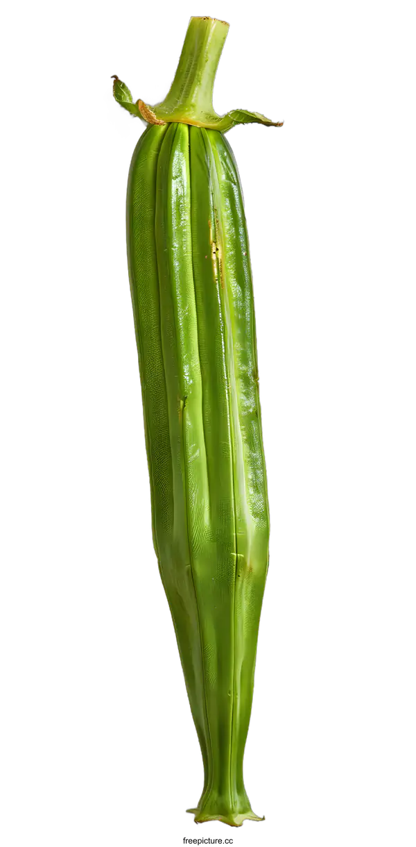 [Transparent Background PNG]Green Okra Pod Close Up