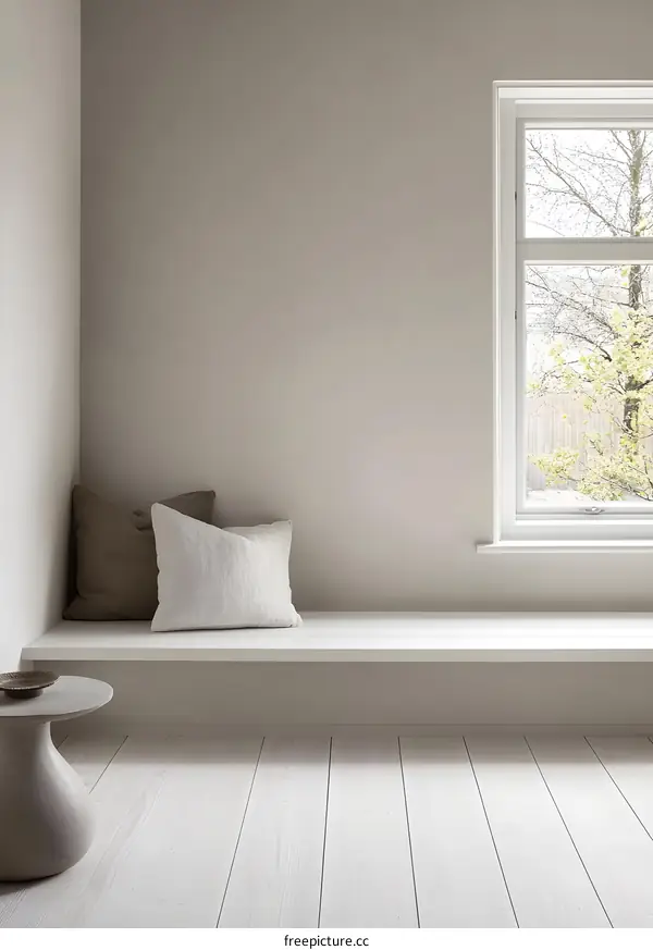Minimalist White Room Interior Design with Window
