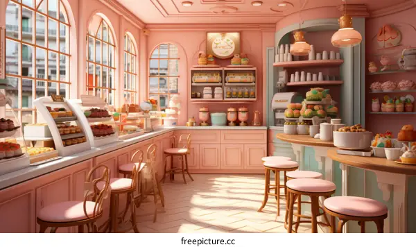 Blossoming Pink Bakery Interior