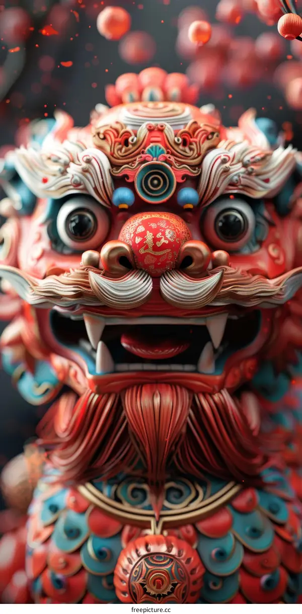 Chinese Lion Statue Illustration
