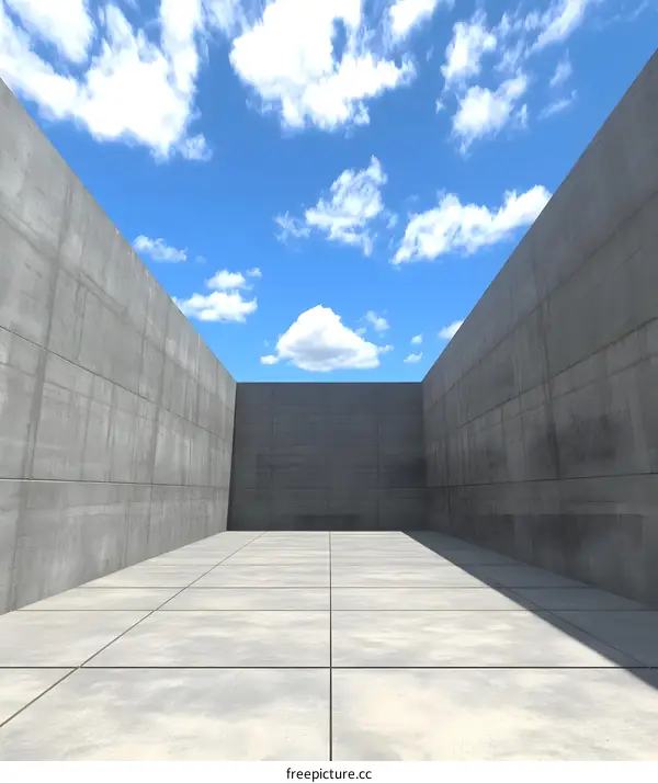 Minimalist Concrete Room With Open Sky View