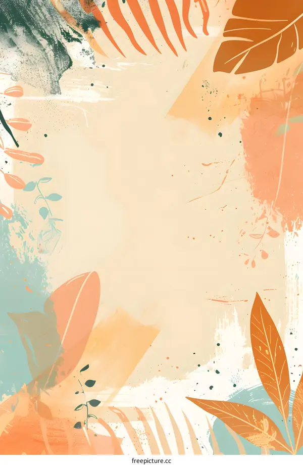 Abstract Watercolor Tropical Leaves Background Illustration
