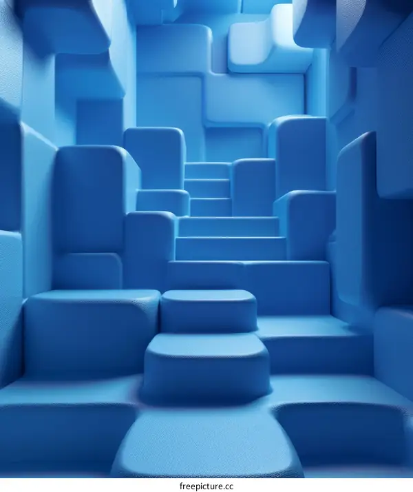 Abstract Blue Geometric Stairway Design