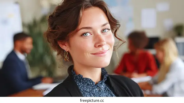 Confident Caucasian Businesswoman in Meeting