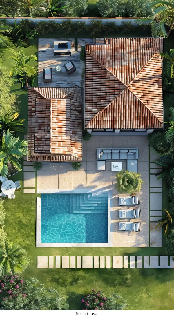 Modern Home with a Swimming Pool Overlooking Palm Beach, Florida