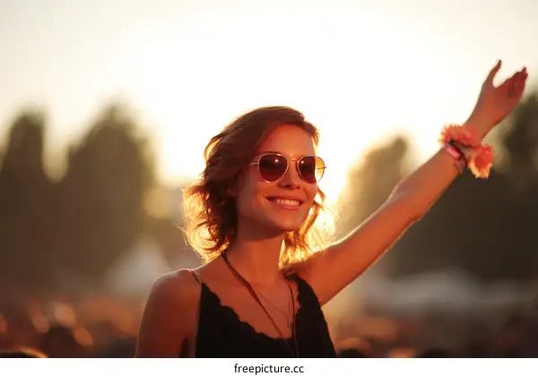 Woman at a Festival Celebrating the Sunset