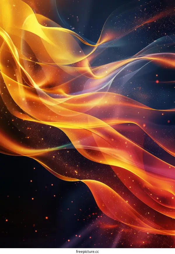 Abstract Flowing Golden Waves Background