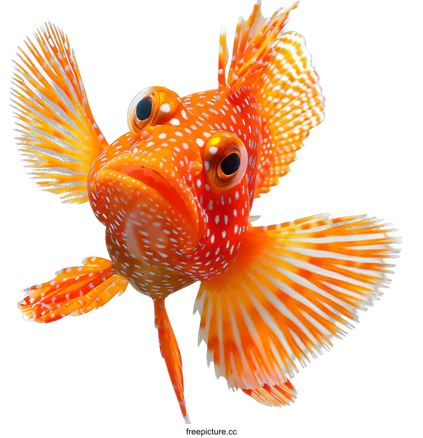 [Transparent Background PNG]Striking Orange and White Fish on White Background