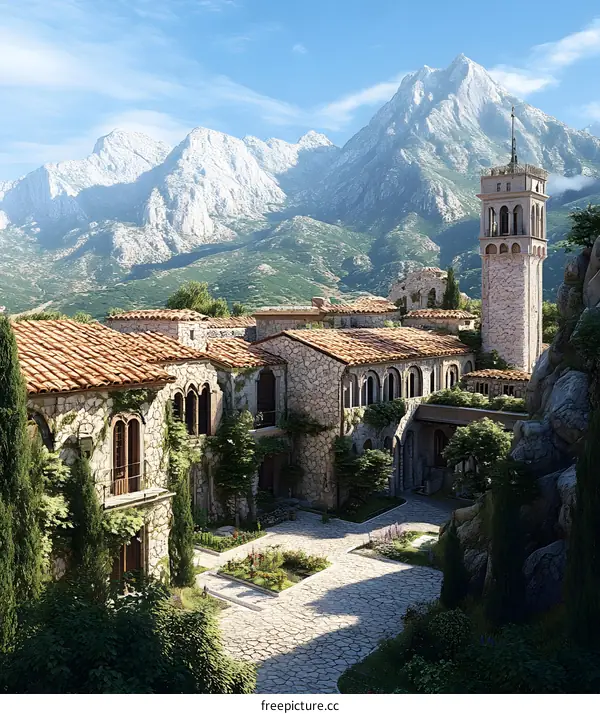 Stone Building with a Mountain View