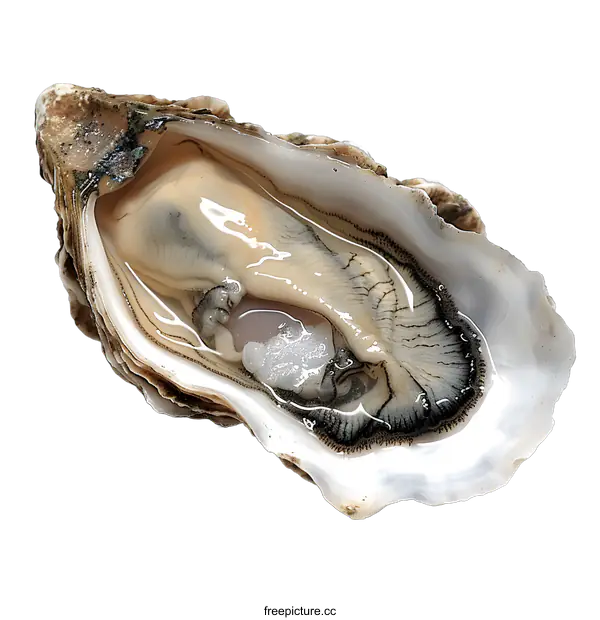 [Transparent Background PNG]Single Fresh Oyster on White Background