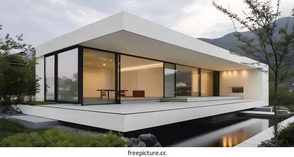 Modern Minimalist Home Architecture With a Pool and Garden