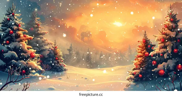 Christmas Snow Scene Illustration