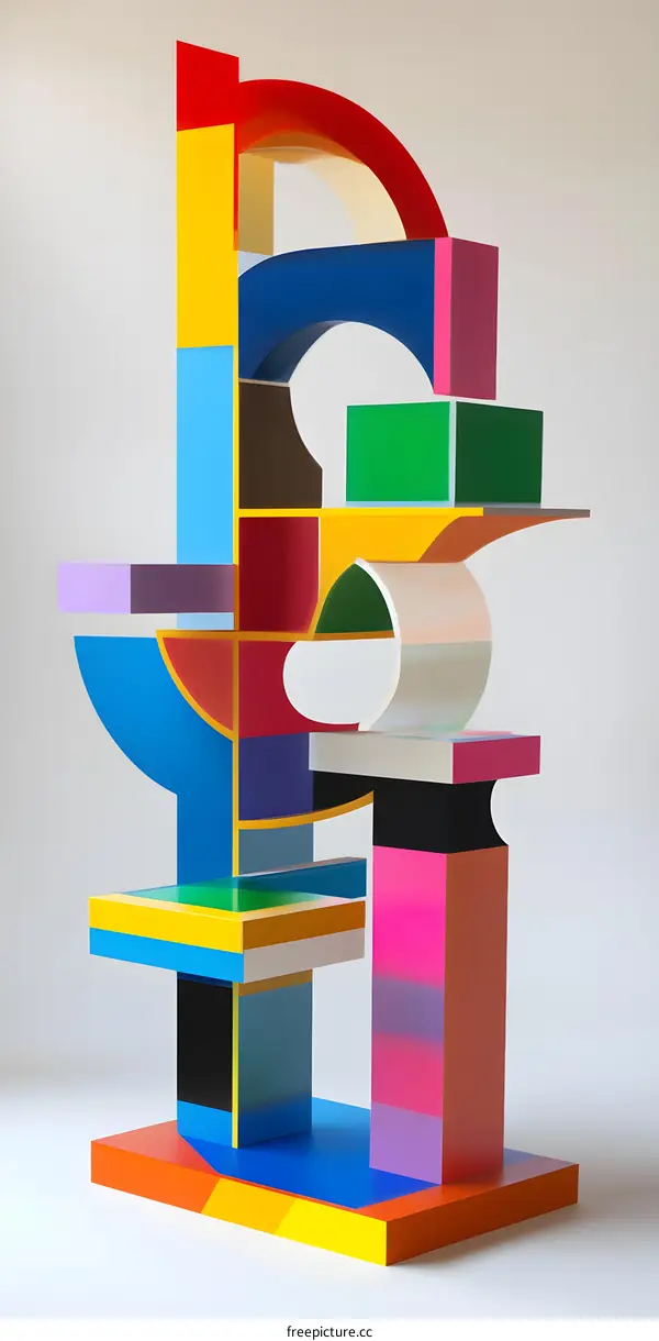 Abstract Colorful Sculpture Made of Geometric Shapes