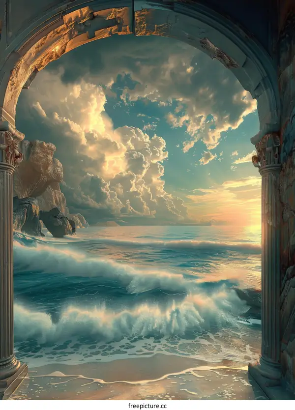 Enchanted Fantasy Landscape with Ancient Ruins