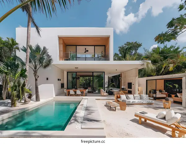 Modern Tropical Villa with Swimming Pool and Patio