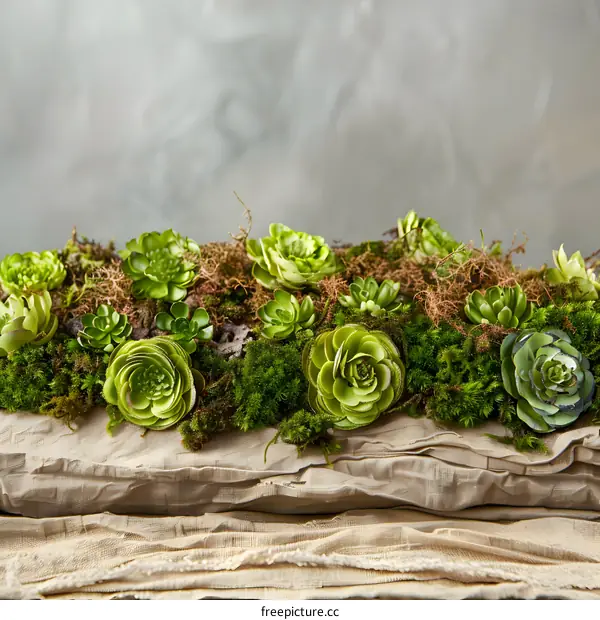 Succulent Plants On A Linen Background