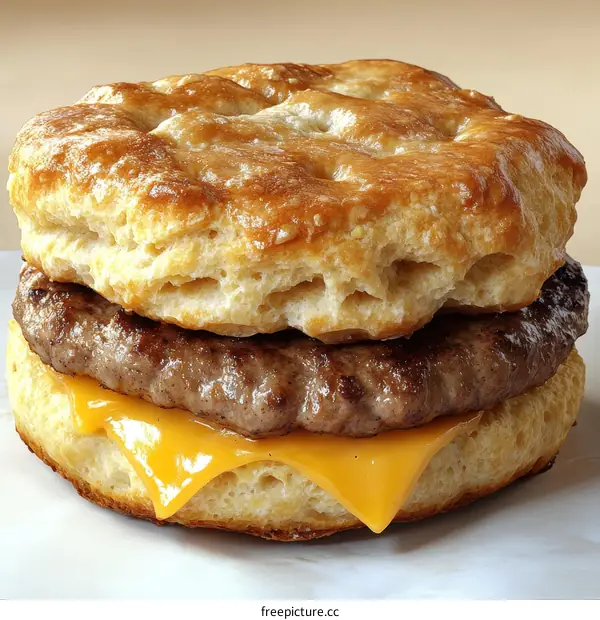 Delicious Savory Biscuit Sandwich with Melted Cheese