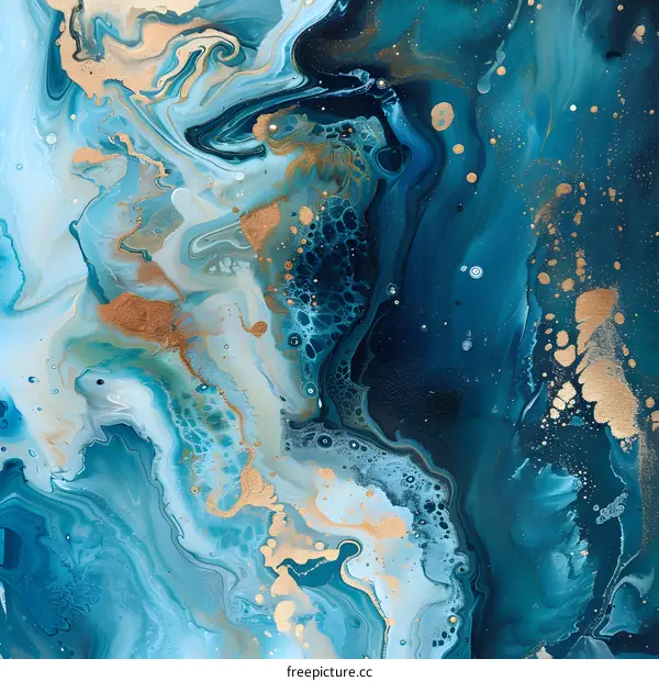 Abstract Swirls of Blue and Gold