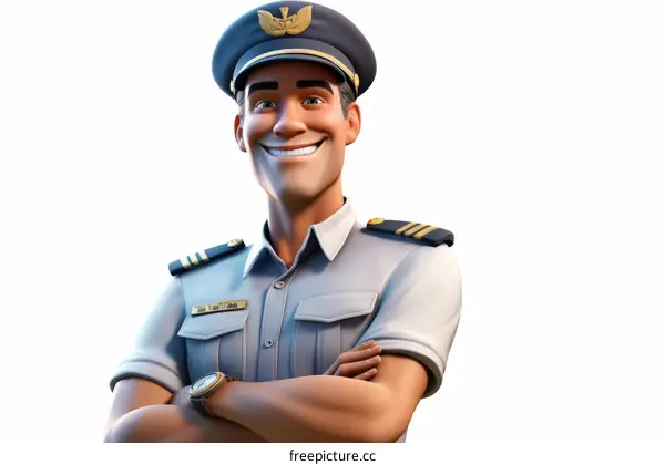 Happy airline pilot in uniform