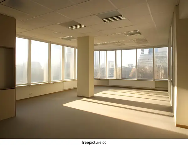 Modern Office Space with Large Windows and City Views
