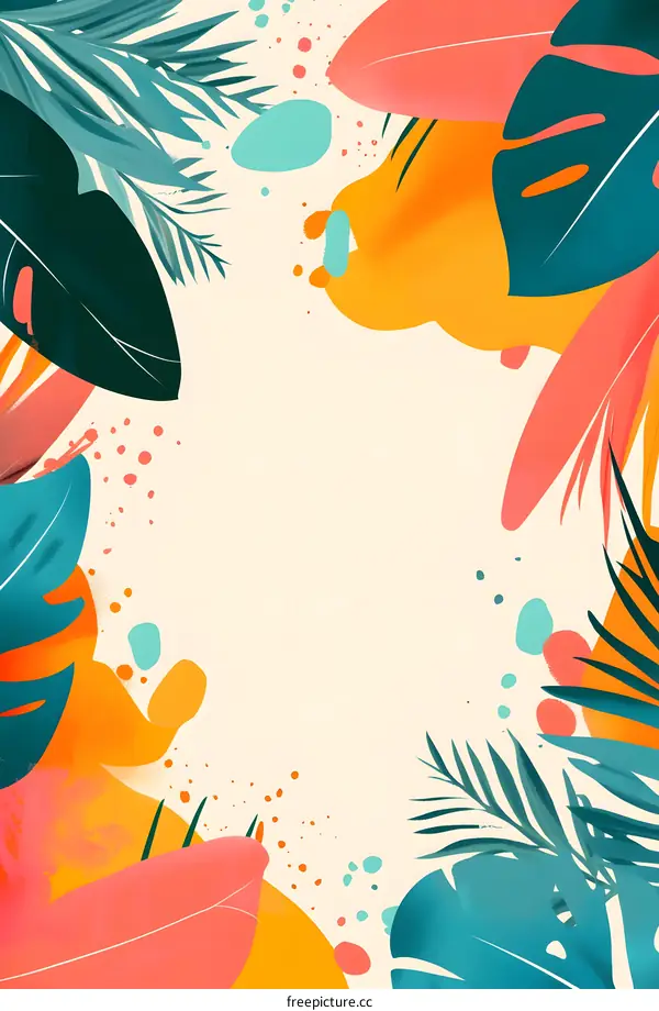 Tropical Leaf Border Illustration
